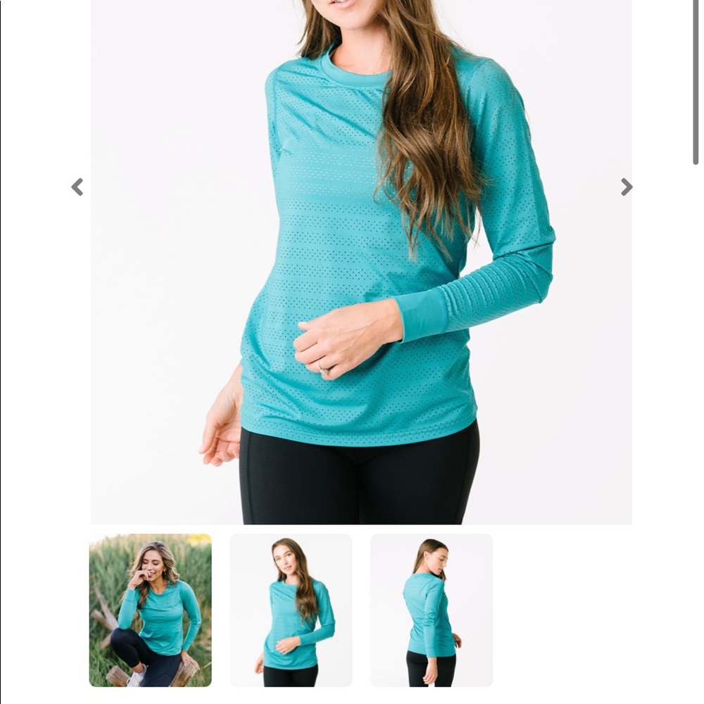 NWT Zyia Activewear Chill Long Sleeve Teal Top